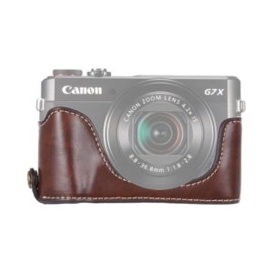1/4 inch Thread PU Leather Camera Half Case Base for Canon G7 X Mark II (Coffee) (OEM)