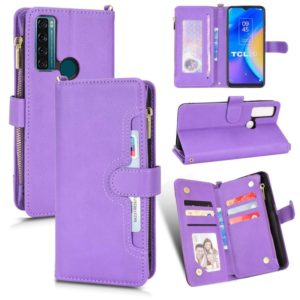 For TCL 20 SE Litchi Texture Zipper Leather Phone Case(Purple) (OEM)