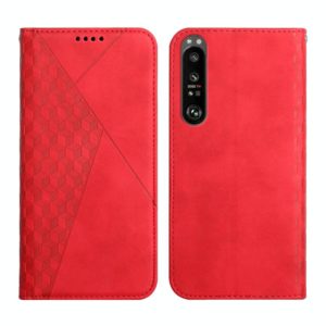For Sony Xperia 1 III Diamond Splicing Skin Feel Magnetic Leather Phone Case(Red) (OEM)