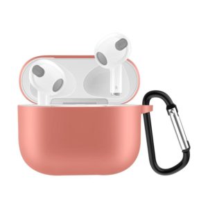 Solid Color Silicone Earphone Protective Case for AirPods 3, with Hook(Orange) (OEM)