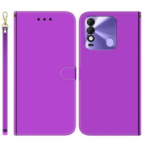 For Tecno Spark 8 / 8T Imitated Mirror Surface Horizontal Flip Leather Phone Case(Purple) (OEM)