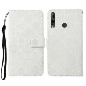 Huawei P40 lite E / Y7p Ethnic Style Embossed Pattern Horizontal Flip Leather Case with Holder & Card Slots & Wallet & Lanyard(White) (OEM)