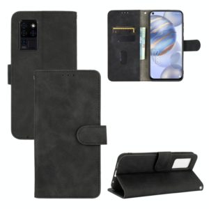For Oukitel C21 / C21 Pro Solid Color Skin Feel Magnetic Buckle Horizontal Flip Calf Texture PU Leather Case with Holder & Card Slots & Wallet(Black) (OEM)