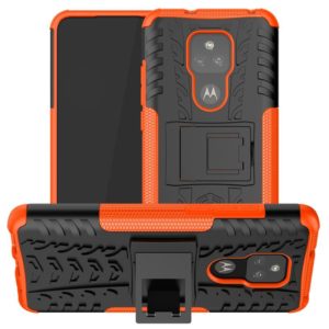For Motorola Moto G Play (2021) Tire Texture Shockproof TPU+PC Protective Case with Holder(Orange) (OEM)