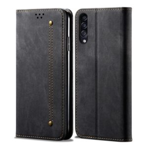 For Galaxy A50s / A50 / A30s Denim Texture Casual Style Horizontal Flip Leather Case with Holder & Card Slots & Wallet(Black) (OEM)