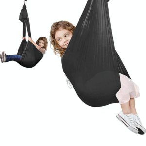 Kids Elastic Hammock Indoor Outdoor Swing, Size: 1.5x2.8m (Black) (OEM)