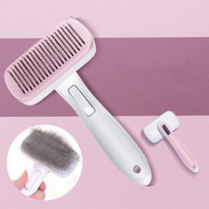 Pet Comb Cat Dog Hair Brush Hair Removal Tool, Style: Steel Wire Rubber Head (Pink) (OEM)
