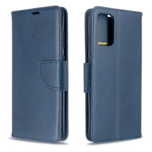 For Galaxy S20 Ultra Retro Lambskin Texture Pure Color Horizontal Flip PU Leather Case with Holder & Card Slots & Wallet & Lanyard(Blue) (OEM)