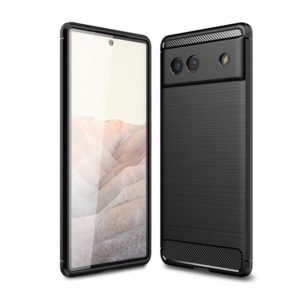 For Google Pixel 6a Brushed Carbon Fiber Texture Shockproof TPU Phone Case(Black) (OEM)