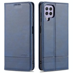 For Samsung Galaxy A22 4G AZNS Magnetic Calf Texture Horizontal Flip Leather Case with Card Slots & Holder & Wallet(Dark Blue) (AZNS) (OEM)