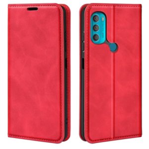 For Motorola Moto G71 5G Retro-skin Magnetic Suction Leather Phone Case(Red) (OEM)