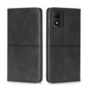 For TCL 303 Cow Texture Magnetic Horizontal Flip Leather Phone Case(Black) (OEM)