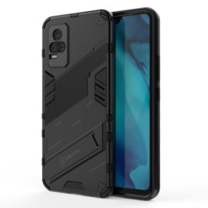For vivo Y37 / V21e 4G Punk Armor 2 in 1 PC + TPU Shockproof Case with Invisible Holder(Black) (OEM)