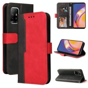 For OPPO A94 5G/F19 Pro+ 5G/Reno5 Z/A95 5G Business Stitching-Color Horizontal Flip PU Leather Case with Holder & Card Slots & Photo Frame & Lanyard(Red) (OEM)
