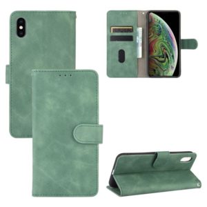 For iPhone XS / X Solid Color Skin Feel Magnetic Buckle Horizontal Flip Calf Texture PU Leather Case with Holder & Card Slots & Wallet(Green) (OEM)
