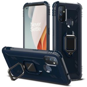 For OnePlus Nord N100 Carbon Fiber Protective Case with 360 Degree Rotating Ring Holder(Blue) (OEM)