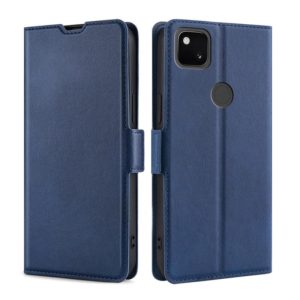 For Google Pixel 4a Ultra-thin Voltage Side Buckle PU + TPU Horizontal Flip Leather Case with Holder & Card Slot(Blue) (OEM)