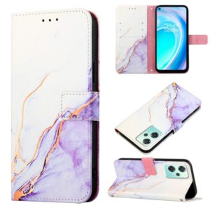For OnePlus Nord CE 2 Lite 5G Marble Pattern Flip Leather Phone Case(White Purple LS006) (OEM)