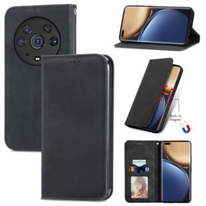 For Honor Magic3 Pro Retro Skin Feel Magnetic Horizontal Flip Leather Phone Case(Black) (OEM)