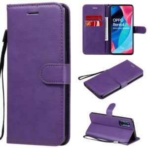 For Oppo Reno4 Pro 5G Solid Color Horizontal Flip Protective Leather Case with Holder & Card Slots & Wallet & Photo Frame & Lanyard(Purple) (OEM)