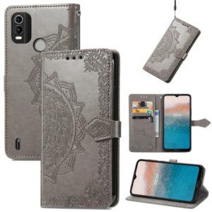 For Nokia C21 Plus Mandala Flower Embossed Leather Phone Case(Gray) (OEM)