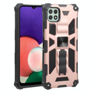 For Samsung Galaxy A22 5G Shockproof TPU + PC Magnetic Protective Case with Holder(Rose Gold) (OEM)