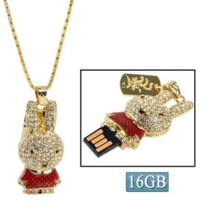 Rabbit Shaped Diamond Jewelry USB Flash Disk (16GB), Red (OEM)