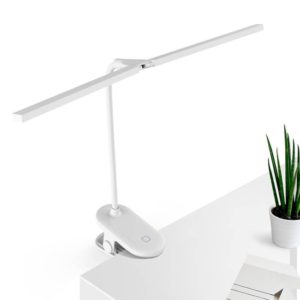 TD5 Double Lamp Head USB Desktop Clip Table Lamp,Style: Plug-in Version (White) (OEM)