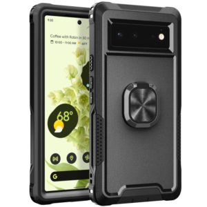 For Google Pixel 6 3 in 1 Ring Holder PC + TPU Phone Case(Black) (OEM)