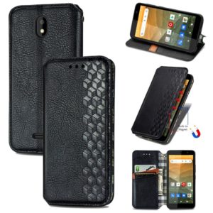 For Vodafone Smart E11 Cubic Grid Pressed Horizontal Flip Magnetic Leather Case with Holder & Card Slots & Wallet(Black) (OEM)