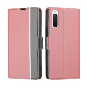 For Sony Xperia 10 IV Twill Texture Side Button Leather Phone Case(Pink) (OEM)