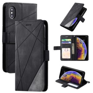 For iPhone X / XS Skin Feel Splicing Horizontal Flip Leather Case with Holder & Card Slots & Wallet & Photo Frame(Black) (OEM)