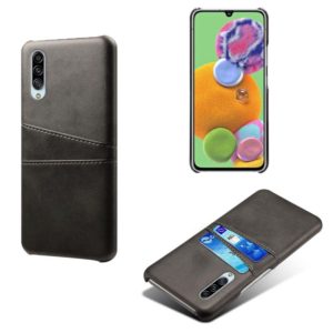 For Samsung Galaxy A90 5G Calf Texture PC + PU Leather Back Cover Shockproof Case with Dual Card Slots(Black) (OEM)