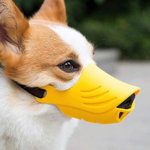 Dog Muzzle Cover Tedike Fund Fur Dog Muzzle Cover Anti-Bite Mouth Cover Silicone Supplies, Specification: S(Yellow) (OEM)
