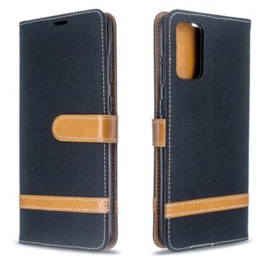 For Galaxy S20+ Color Matching Denim Texture Horizontal Flip PU Leather Case with Holder & Card Slots & Wallet & Lanyard(Black) (OEM)