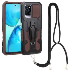 For Infinix Note 10 Pro Armor Warrior Shockproof PC + TPU Lanyard Phone Case(Brown) (OEM)