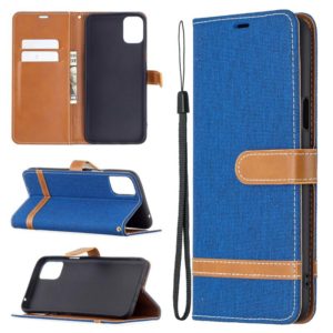 For LG K42 Color Matching Denim Texture Horizontal Flip Leather Case with Holder & Card Slots & Wallet & Lanyard(Royal Blue) (OEM)