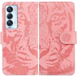 For Tecno Camon 18 Premier Tiger Embossing Pattern Horizontal Flip Leather Phone Case(Pink) (OEM)