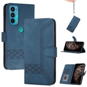 For Motorola Edge 20 Cubic Skin Feel Flip Leather Phone Case(RoyalBlue) (OEM)