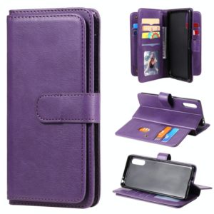 For Sony Xperia L4 Multifunctional Magnetic Copper Buckle Horizontal Flip Solid Color Leather Case with 10 Card Slots & Wallet & Holder & Photo Frame(Purple) (OEM)
