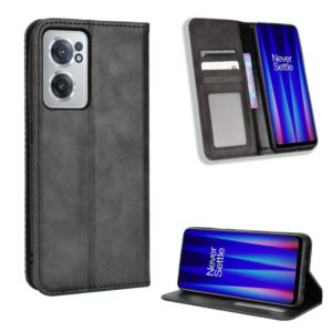 For OnePlus Nord CE 2 5G Magnetic Buckle Retro Texture Leather Phone Case(Black) (OEM)