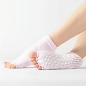 3 Pair Open-Toe Yoga Socks Indoor Sports Non-Slip Five-Finger Dance Socks, Size: One Size(Pure Color Light Pink) (OEM)
