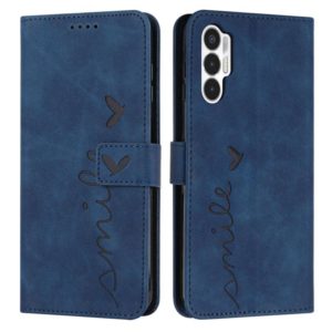 For Tecno Pova 3 Skin Feel Heart Pattern Leather Phone Case(Blue) (OEM)