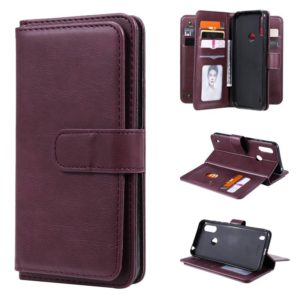 For Motorola Moto E6S 2020 Multifunctional Magnetic Copper Buckle Horizontal Flip Solid Color Leather Case with 10 Card Slots & Wallet & Holder & Photo Frame(Wine Red) (OEM)