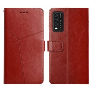 For T-Mobile Revvl V+ 5G Y Stitching Horizontal Flip Leather Phone Case(Brown) (OEM)