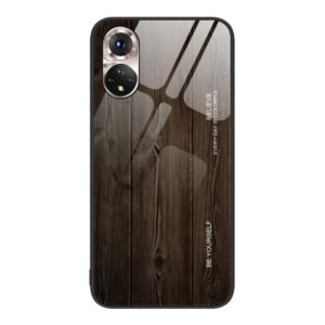 For Honor 50 Wood Grain Glass Protective Case(Black) (OEM)