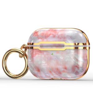 DDDLS886 Electric Plating Marble Headphocks+ PC Protective Cover For AirPods Pro(Pink + Gold) (OEM)