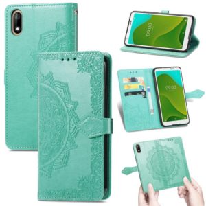 For Wiko Jerry 4 Mandala Flower Embossed Horizontal Flip Leather Case with Holder & Three Card Slots & Wallet & Lanyard(Green) (OEM)