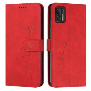 For Motorola Moto G Stylus 2021 Skin Feel Heart Pattern Leather Phone Case(Red) (OEM)