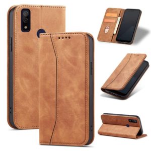 For Fujitsu Arrows WE Magnetic Dual-fold Leather Phone Case(Brown) (OEM)